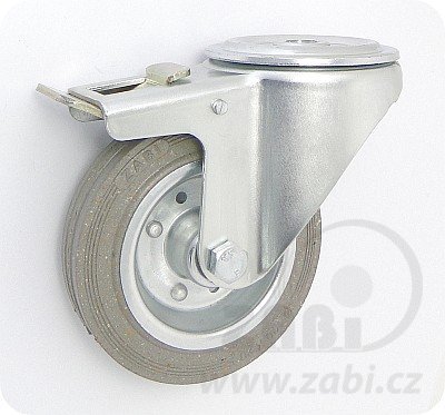Pryžové kolo 125 mm otočná vidlice s otvorem
