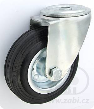 Pryžové kolo 160 mm otočná vidlice s otvorem
