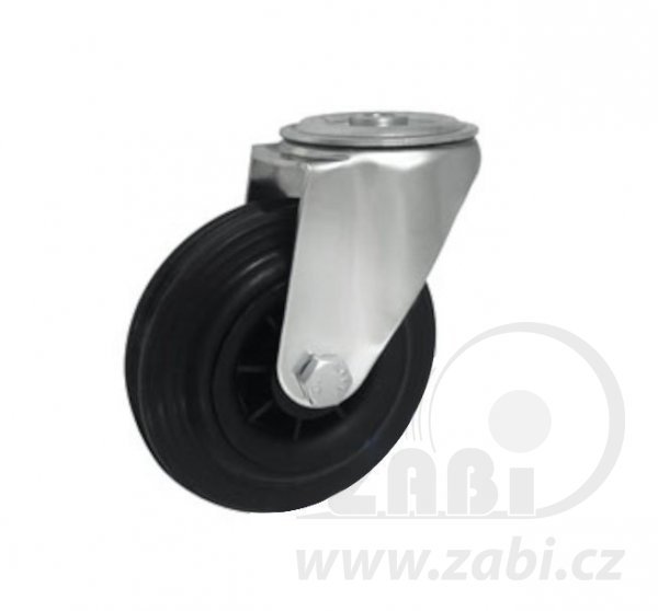 Pryžové kolo 125 mm otočná vidlice s otvorem