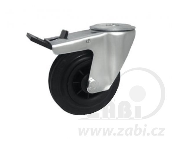 Pryžové kolo 125 mm otočná vidlice s otvorem