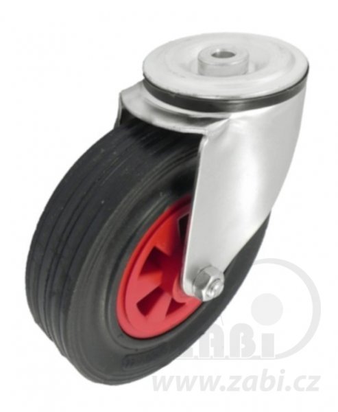 Pryžové kolo 180 mm otočná vidlice s otvorem