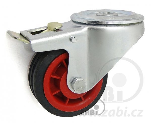 Pryžové kolo 80 mm otočná vidlice s otvorem
