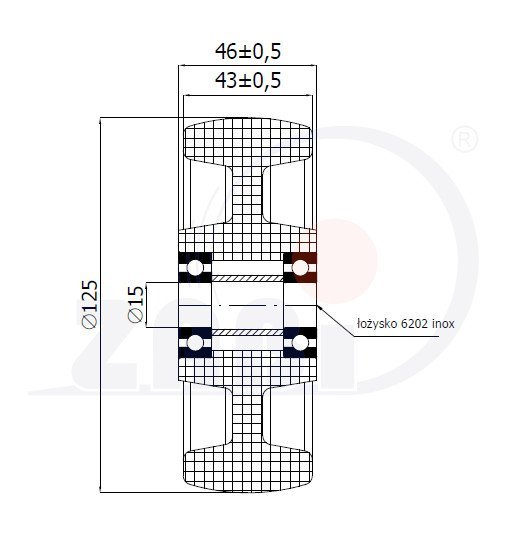 Plastové kolo 125mm samostatné s nerezovým ložiskem ZABI