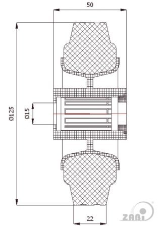 Pryžové kolo 125 mm samostatné s ložiskem