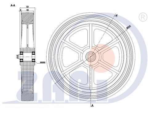 Pryžové kolo 310 mm samostatné