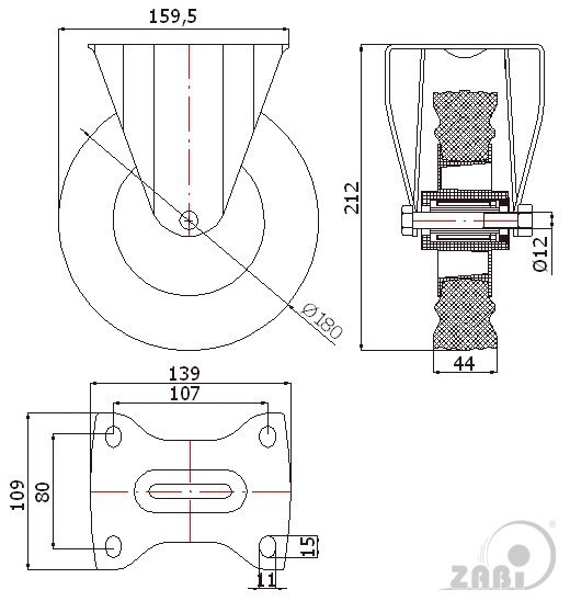 Pryžové kolo 180 mm pevná vidlice s deskou