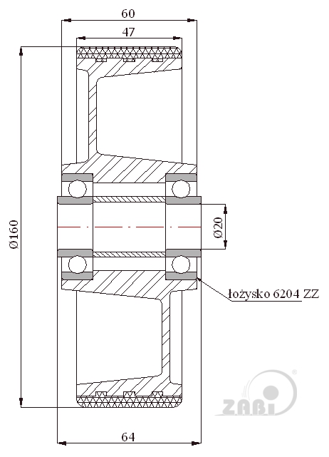 Polyuretanové kolo 160 mm samostatné