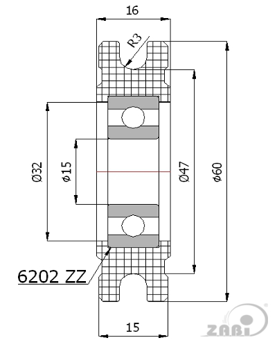 Kladka plastová s ložiskem 60mm