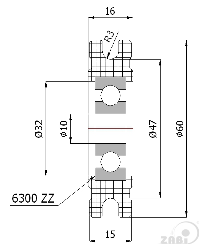 Kladka plastová s ložiskem 60mm