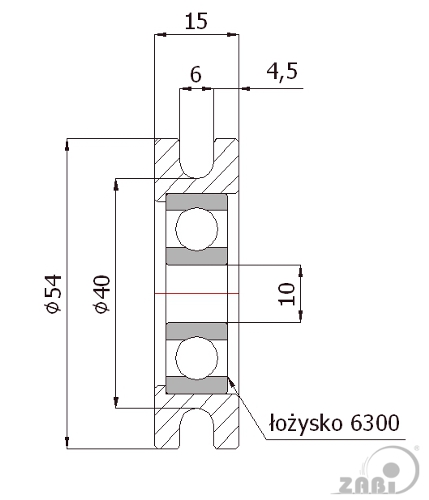 Kladka kovová s ložiskem 54 mm