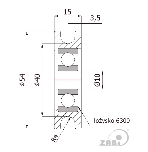 Kladka kovová s ložiskem 54 mm