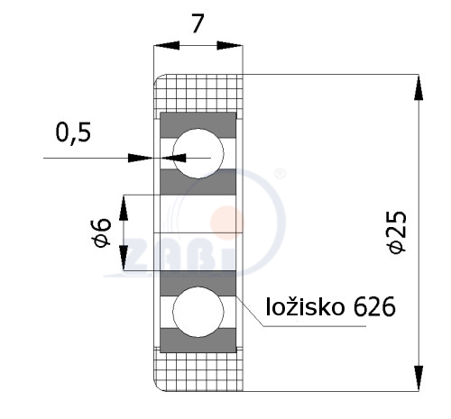 Rolna plastová 25mm s ložiskem