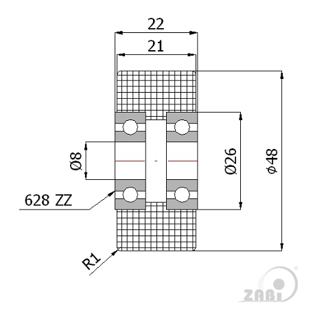 Rolna plastová s ložiskem