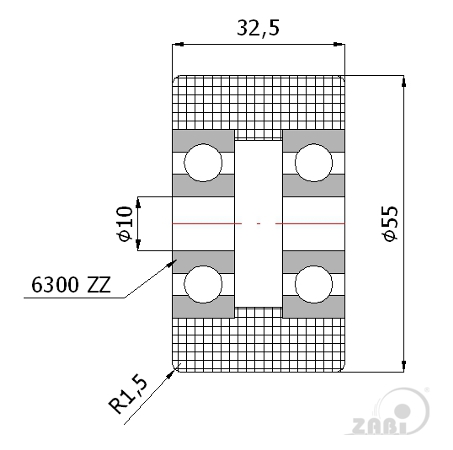 Rolna plastová s ložiskem