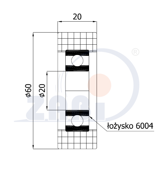 Rolna plastová 60 mm  s ložiskem