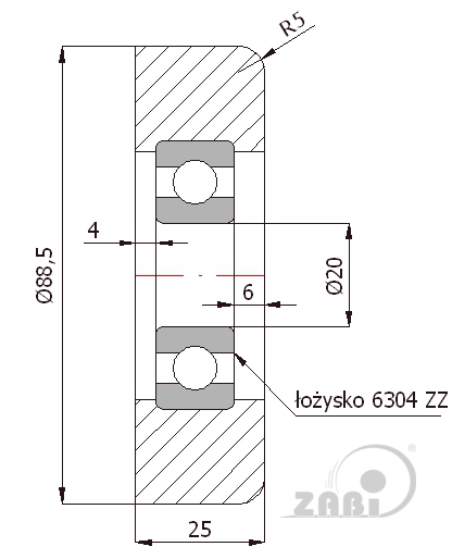 Rolna kovová s ložiskem