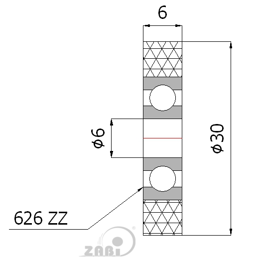 Rolna polyuretanová 30 mm s ložiskem