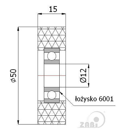 Rolna polyuretanová s ložiskem 50 mm