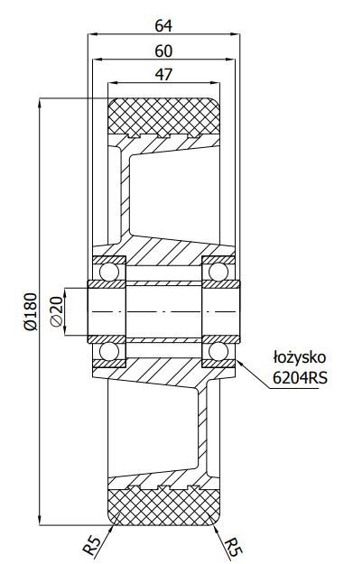 Polyuretanové kolo 180 mm samostatné