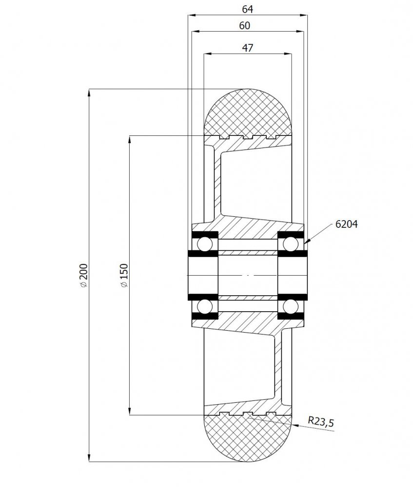 Polyuretanové kolo pro snadnou manipulaci ZABI 200 mm