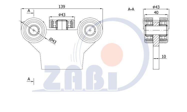 Nosný vozík závěsných dveří a vrat 50 mm ZABI