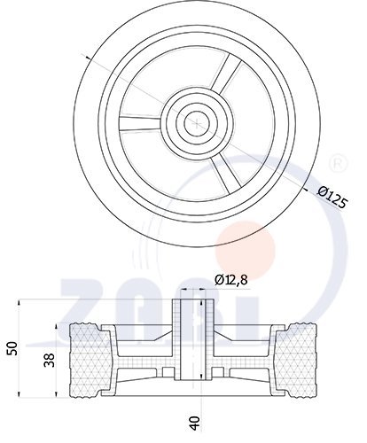 Univerzální kolo pro zahradní sekačku 125 mm ZABI