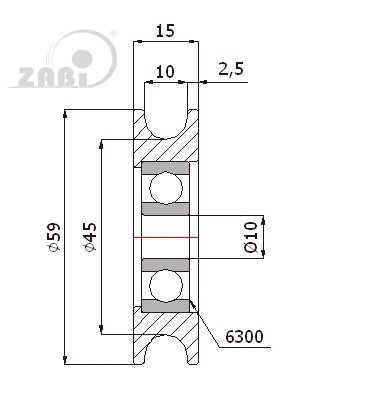 Kladka kovová s ložiskem 59 mm ZABI