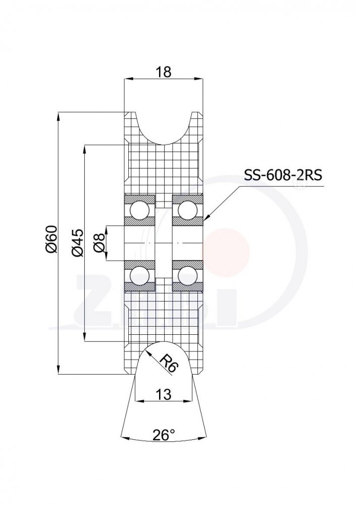 Kladka plastová 60 mm s nerezovým ložiskem ZABI