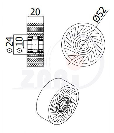 Polyuretanové kolo NO CRUSH 52 mm s ložiskem