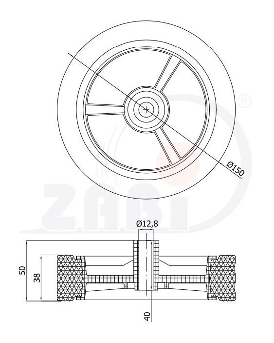 Univerzální kolo pro zahradní sekačku 150 mm ZABI