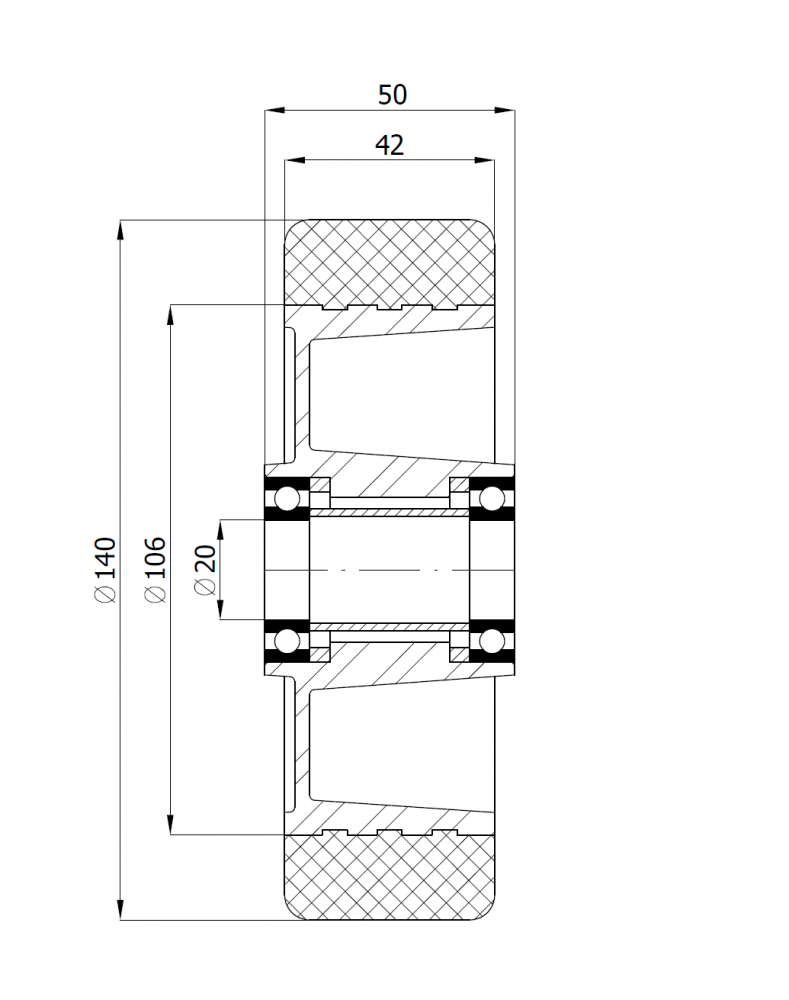 Kolo s polyuretanovým běhounem ZABI 140 mm