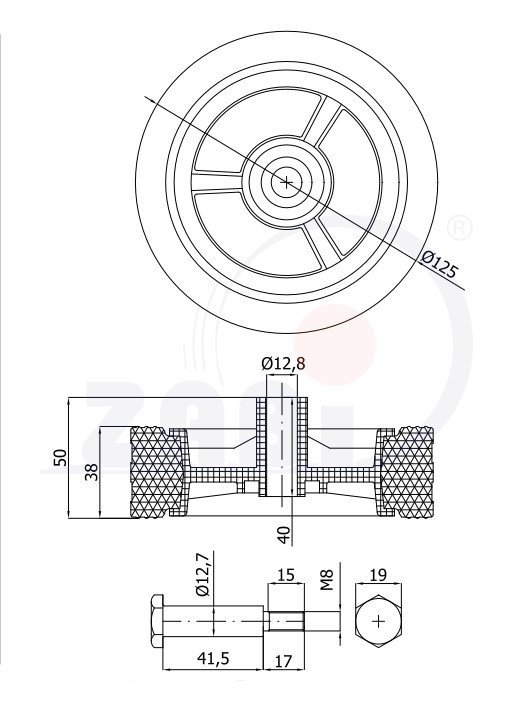 Náhradní set kola se šroubem pro sekačky ZABI 125 mm