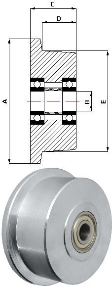 Ocelové kolo s nákolkem 100 mm s ložiskem