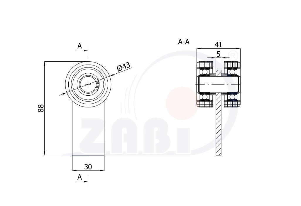 Nosný vozík závěsných dveří a vrat 50 mm ZABI