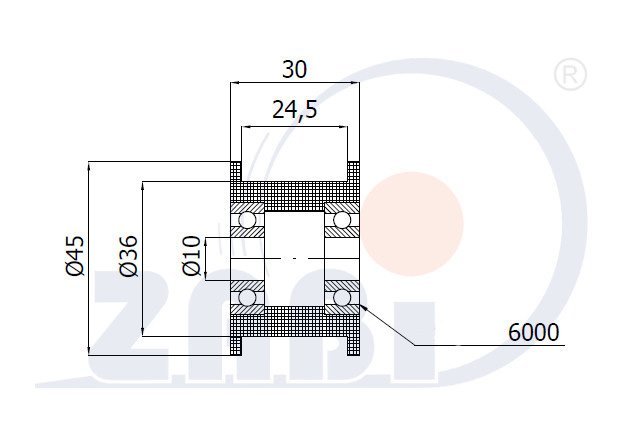 Plastová kladka profilovaná s ložiskem 45 mm