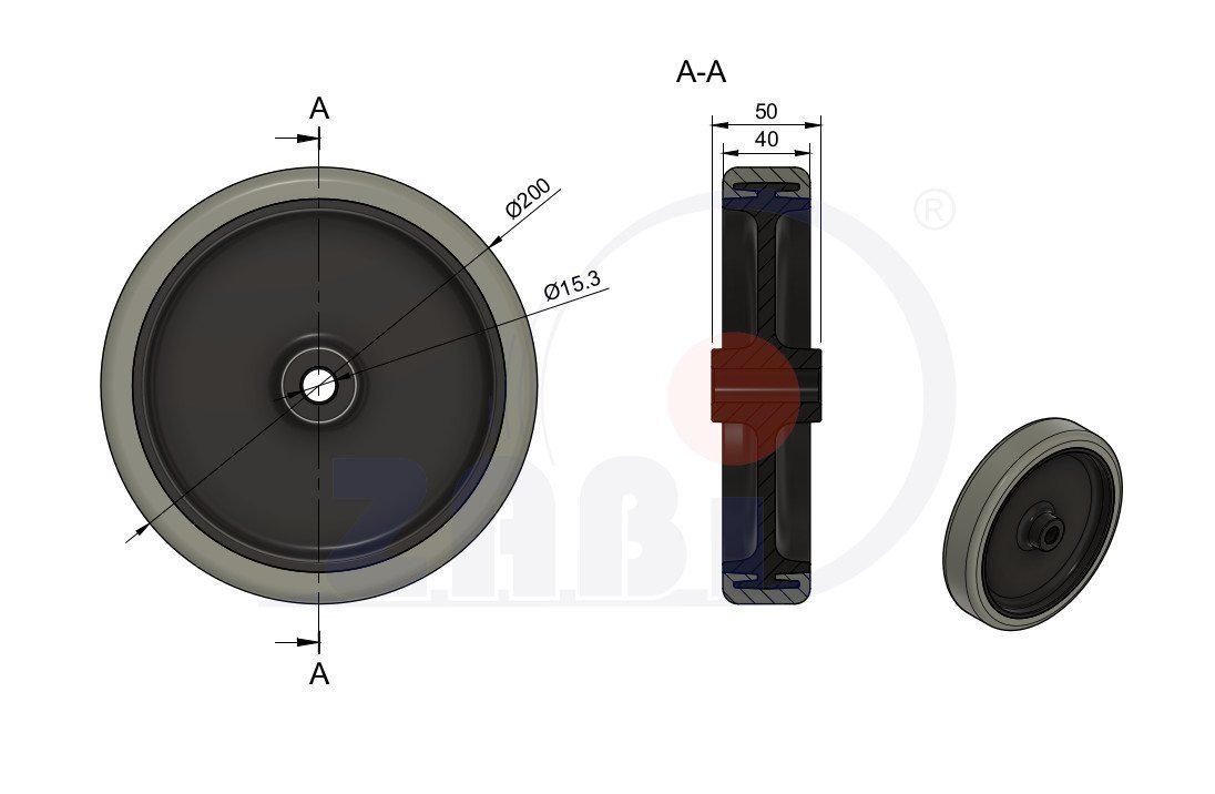 Polypropylenové kolo 200 mm