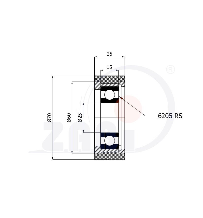 Polyuretanová rolna 75 mm 93 ShA 