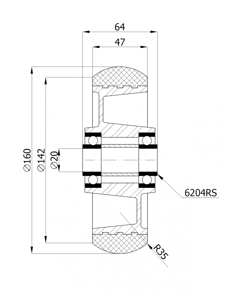 Polyuretanové kolo pro snadnou manipulaci ZABI 160 mm