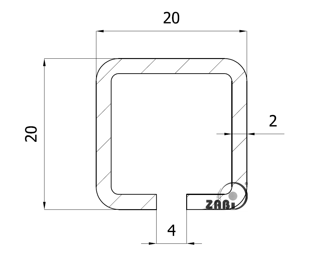 Nosný C profil pro posuvnou bránu 20mm délka 6 metrů