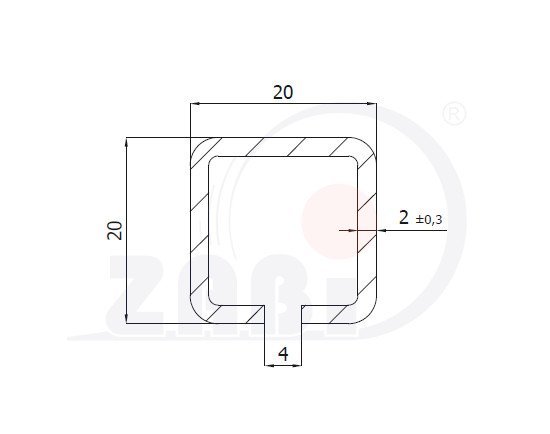 C-profil pozink 20x20x2 délka 2m