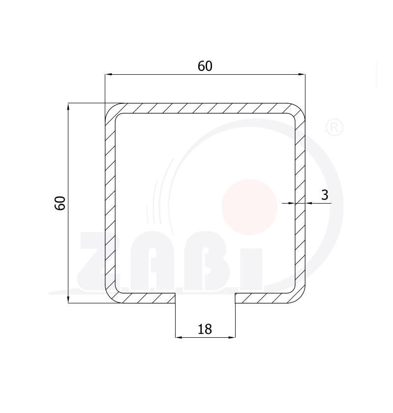 C-profil 60x60x3 délka 6m