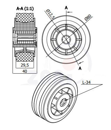 Pryžové kolo nerezové 80 mm samostatné ZABI