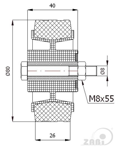 Pryžové kolo nerezové 80 mm samostatné ZABI