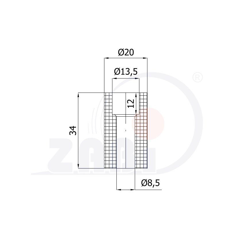 Horní vodicí rolna 20 mm