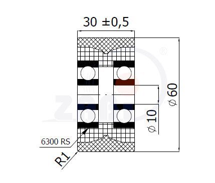Rolna s polyuretanovým běhounem 60 mm