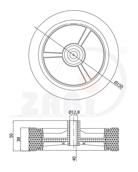 Univerzální kolo pro sekačky s ložiskem ZABI 150 mm