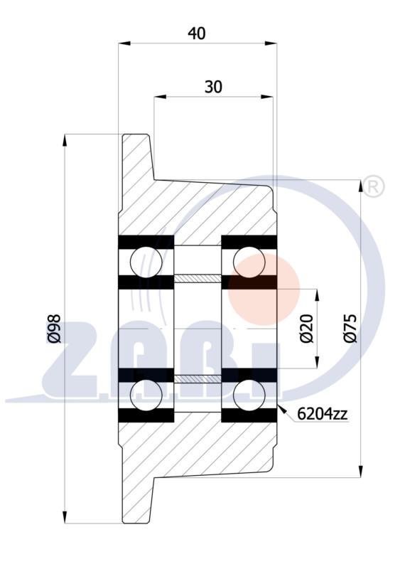 Ocelové kolo s nákolkem 100 mm s ložiskem