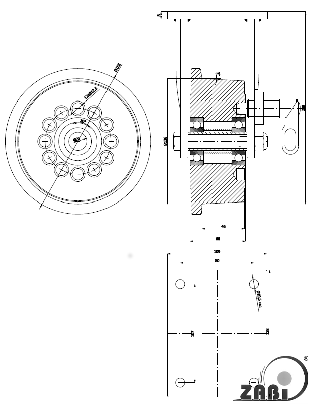 Kolo s nákolkem ve vidlici 160 mm a brzdou