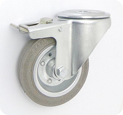 Pryžové kolo 125 mm otočná vidlice s otvorem