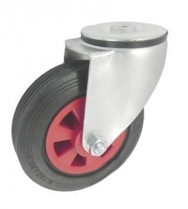 Pryžové kolo 160 mm otočná vidlice s otvorem
